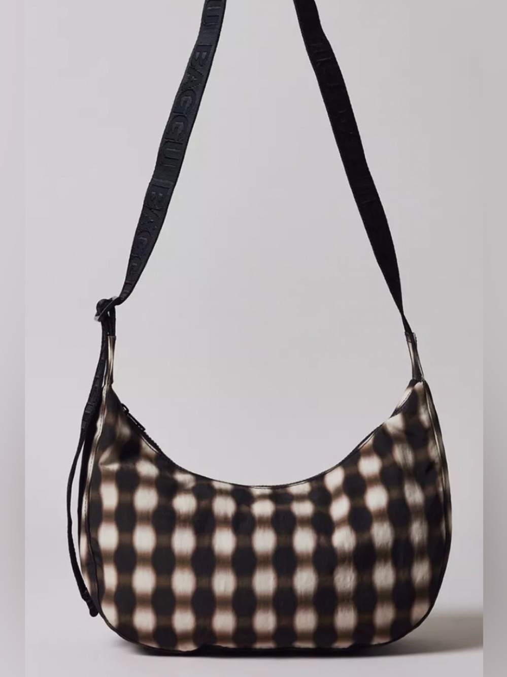BAGGU Medium Crescent Bag Blurred Gingham NWT